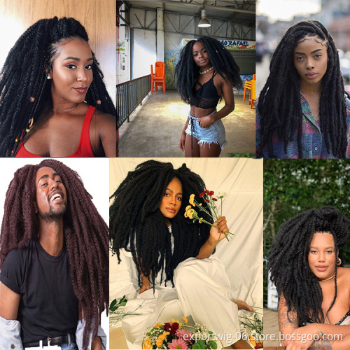 Marley Twist Crochet Hair Extensions Kinky Curly African Twist Braiding Hair Marley Crochet Locs Long And Soft For Man And Woman